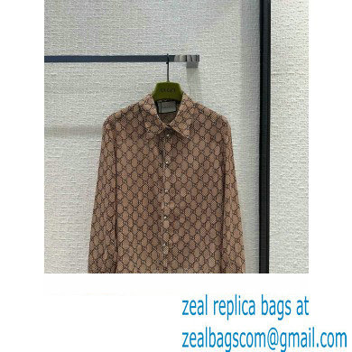 gucci GG damier print silk shirt 2024