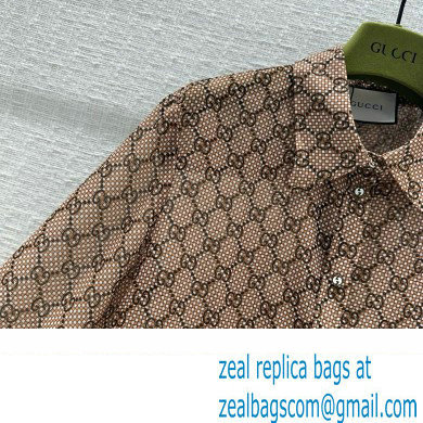 gucci GG damier print silk shirt 2024