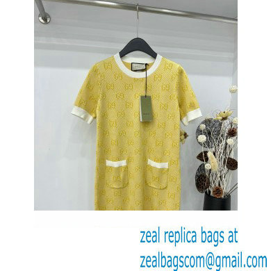 gucci GG wool jacquard dress yellow 773633 2024