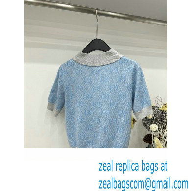 gucci GG wool jacquard polo 773631 blue 2024 - Click Image to Close