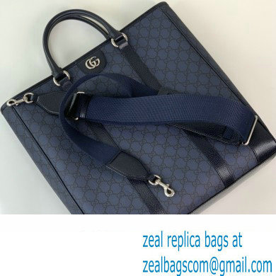 gucci Ophidia medium tote bag in Blue and black GG Supreme Tender canvas 763316 2024 - Click Image to Close