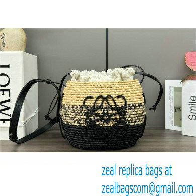 loewe Beehive Basket bag in raffia and calfskin Natural/black 2024
