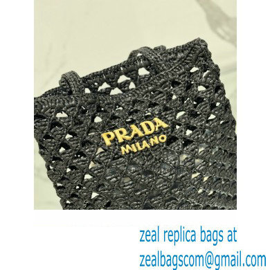 prada Woven fabric crochet tote bag 1BG493 BLACK 2024