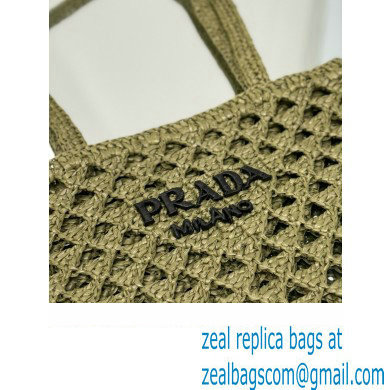prada Woven fabric crochet tote bag 1BG493 OLIVE GREEN 2024