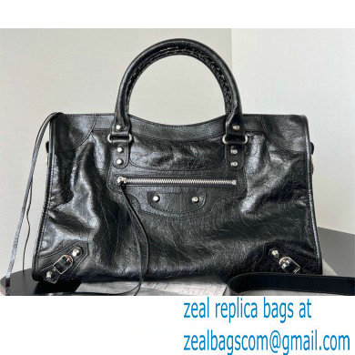 Balenciaga Le City Small leather shoulder bag black 2024