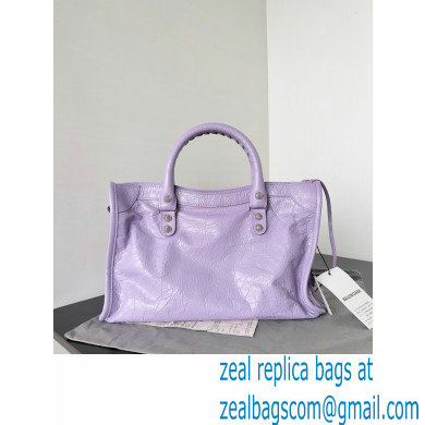 Balenciaga Le City Small leather shoulder bag lilac 2024