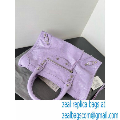 Balenciaga Le City Small leather shoulder bag lilac 2024