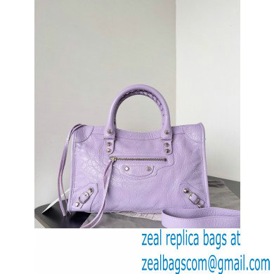 Balenciaga Le City Small leather shoulder bag lilac 2024