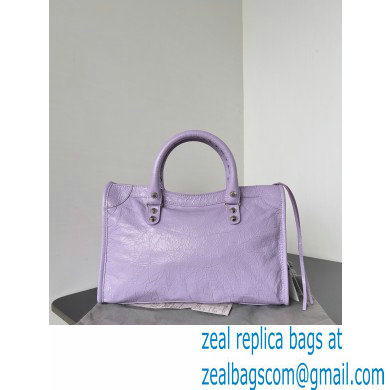 Balenciaga Le City Small leather shoulder bag lilac 2024