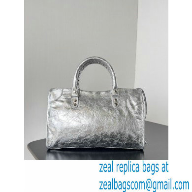 Balenciaga Le City Small leather shoulder bag silver 2024