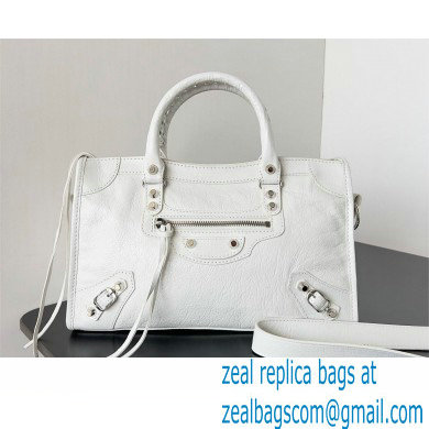 Balenciaga Le City Small leather shoulder bag white 2024