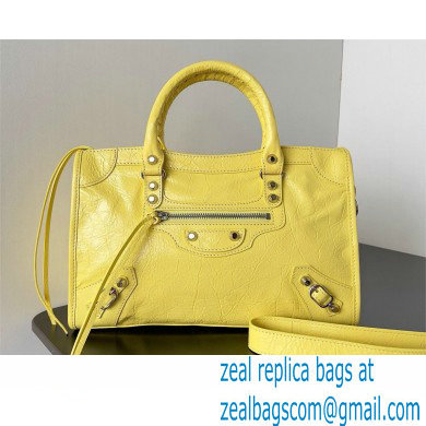 Balenciaga Le City Small leather shoulder bag yellow 2024