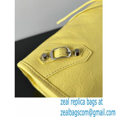 Balenciaga Le City Small leather shoulder bag yellow 2024