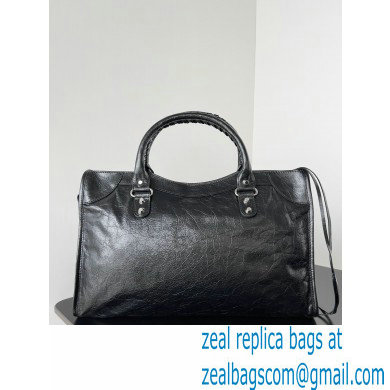 Balenciaga Le City medium leather shoulder bag black 2024