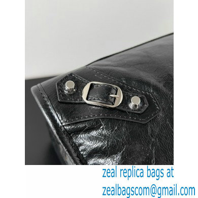 Balenciaga Le City medium leather shoulder bag black 2024