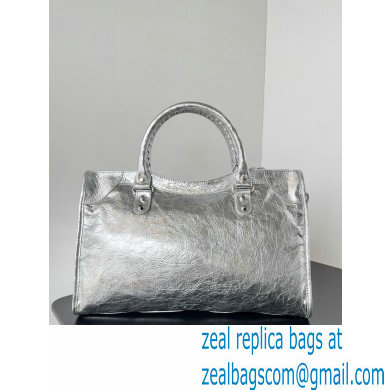 Balenciaga Le City medium leather shoulder bag silver 2024