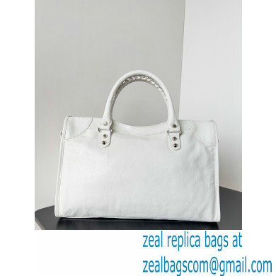 Balenciaga Le City medium leather shoulder bag white 2024