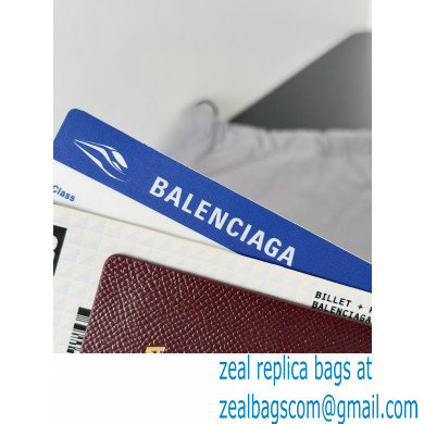 Balenciaga Men's Passport Long Wallet 2 Tickets in Dark Red 2024