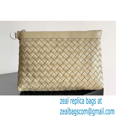 Bottega Veneta Intrecciato leather pouch Clutch Bag Beige