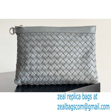 Bottega Veneta Intrecciato leather pouch Clutch Bag Gray