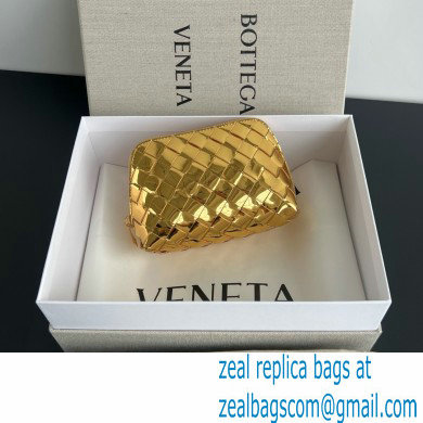 Bottega Veneta Intrecciato metallic leather pouch gold 2024