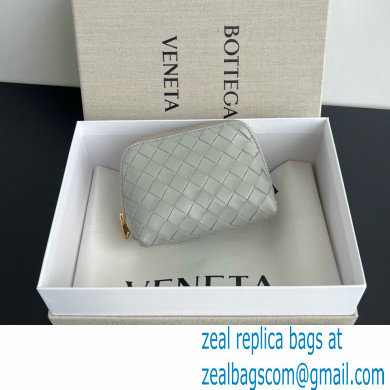 Bottega Veneta Intrecciato metallic leather pouch gray 2024