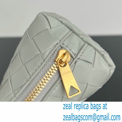 Bottega Veneta Intrecciato metallic leather pouch gray 2024