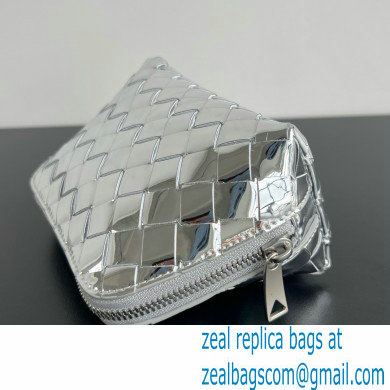 Bottega Veneta Intrecciato metallic leather pouch silver 2024