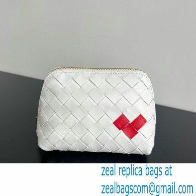 Bottega Veneta Intrecciato metallic leather pouch white 2024