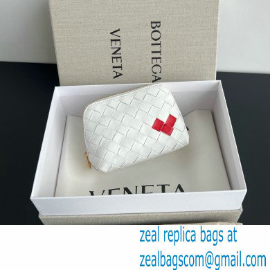 Bottega Veneta Intrecciato metallic leather pouch white 2024