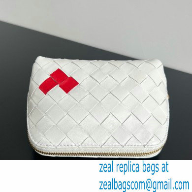 Bottega Veneta Intrecciato metallic leather pouch white 2024