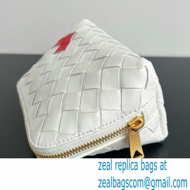 Bottega Veneta Intrecciato metallic leather pouch white 2024