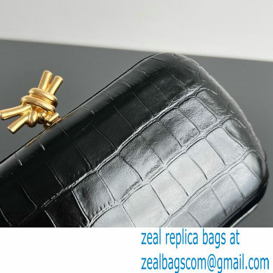 Bottega Veneta crocodile pattern Knot Minaudiere clutch Bag black 2024