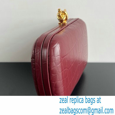 Bottega Veneta crocodile pattern Knot Minaudiere clutch Bag burgundy 2024