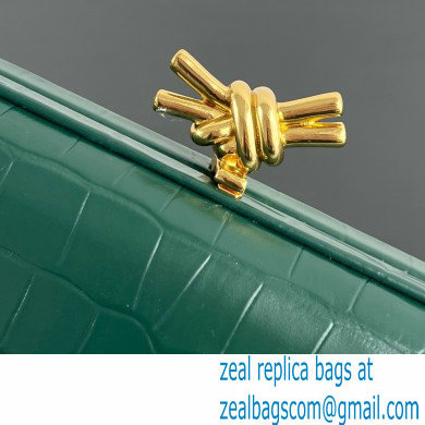 Bottega Veneta crocodile pattern Knot Minaudiere clutch Bag dark green 2024