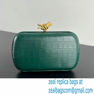 Bottega Veneta crocodile pattern Knot Minaudiere clutch Bag dark green 2024