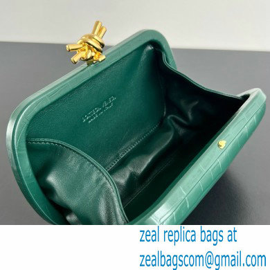 Bottega Veneta crocodile pattern Knot Minaudiere clutch Bag dark green 2024