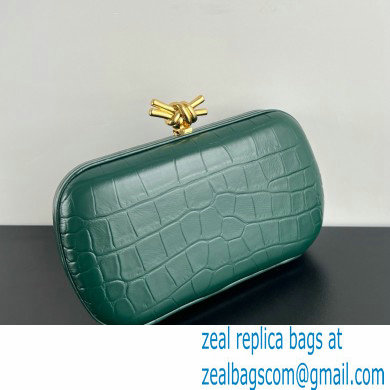 Bottega Veneta crocodile pattern Knot Minaudiere clutch Bag dark green 2024