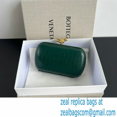 Bottega Veneta crocodile pattern Knot Minaudiere clutch Bag dark green 2024