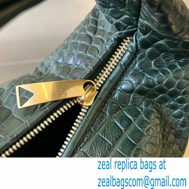 Bottega Veneta crocodile pattern leather mini jodie top handle bag dark green 2024