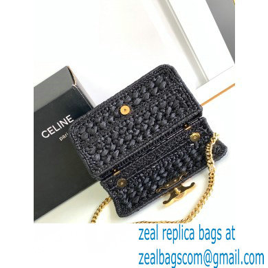 CELINE CHAIN SHOULDER BAG CLAUDE in RAFFIA EFFECT TEXTILE Black 2024