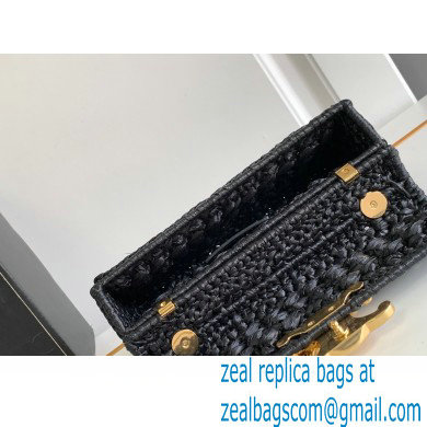 CELINE CHAIN SHOULDER BAG CLAUDE in RAFFIA EFFECT TEXTILE Black 2024