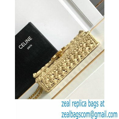 CELINE CHAIN SHOULDER BAG CLAUDE in RAFFIA EFFECT TEXTILE KHAKI 2024