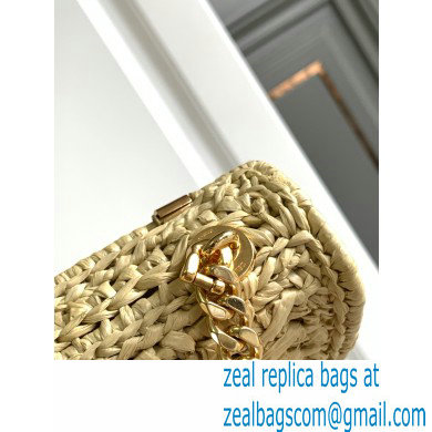 CELINE CHAIN SHOULDER BAG CLAUDE in RAFFIA EFFECT TEXTILE KHAKI 2024