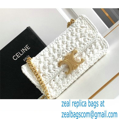 CELINE CHAIN SHOULDER BAG CLAUDE in RAFFIA EFFECT TEXTILE WHITE 2024 - Click Image to Close