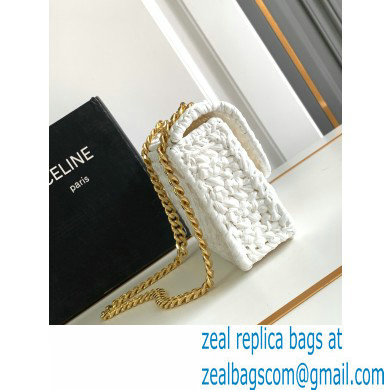 CELINE CHAIN SHOULDER BAG CLAUDE in RAFFIA EFFECT TEXTILE WHITE 2024