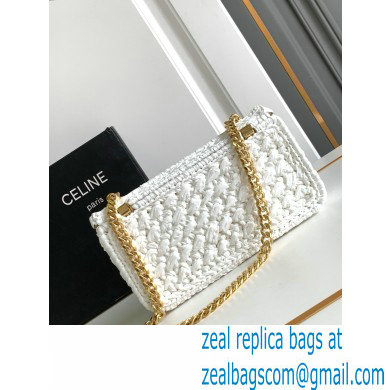 CELINE CHAIN SHOULDER BAG CLAUDE in RAFFIA EFFECT TEXTILE WHITE 2024