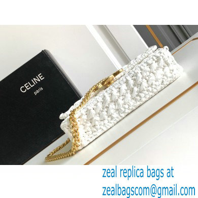 CELINE CHAIN SHOULDER BAG CLAUDE in RAFFIA EFFECT TEXTILE WHITE 2024