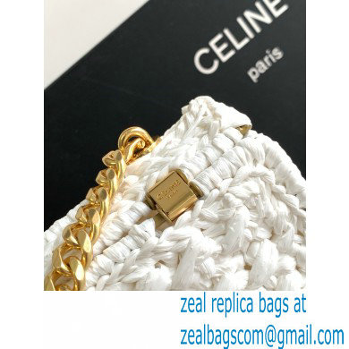 CELINE CHAIN SHOULDER BAG CLAUDE in RAFFIA EFFECT TEXTILE WHITE 2024