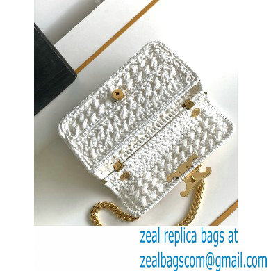 CELINE CHAIN SHOULDER BAG CLAUDE in RAFFIA EFFECT TEXTILE WHITE 2024